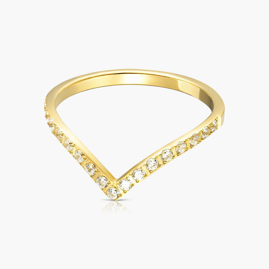 Anillo Chevron CZ Oro